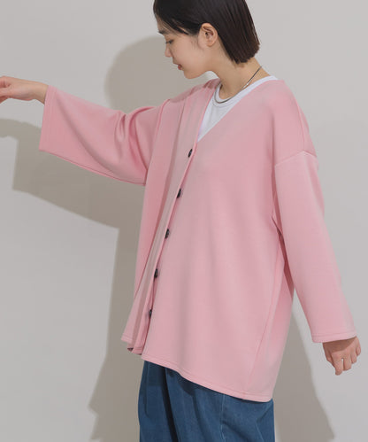 【OMNES】ソフトポンチノーカラー長袖カーディガン UVカット 花粉リリース付【261W430OMN014】