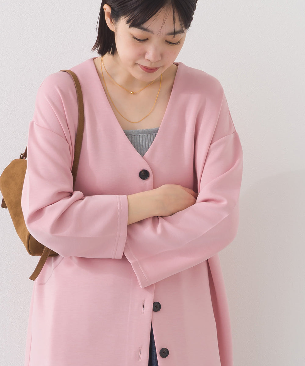 【OMNES】ソフトポンチノーカラー長袖カーディガン UVカット 花粉リリース付【261W430OMN014】