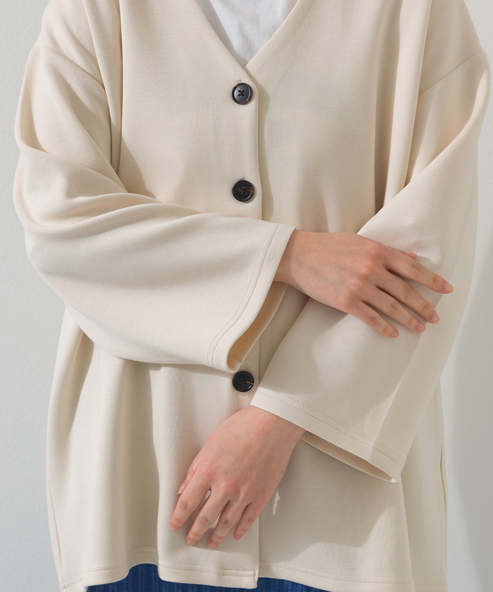 【OMNES】ソフトポンチノーカラー長袖カーディガン UVカット 花粉リリース付【261W430OMN014】