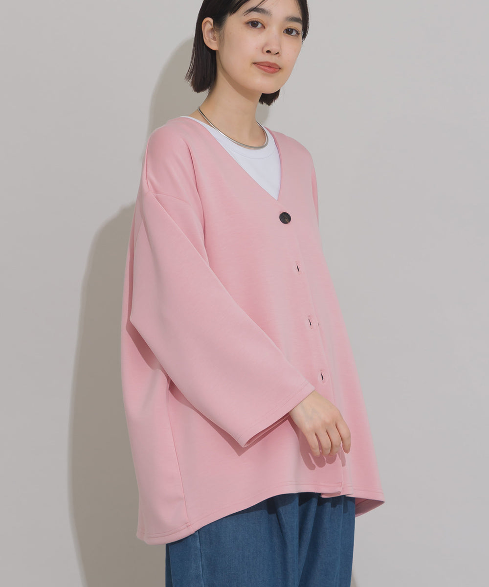 【OMNES】ソフトポンチノーカラー長袖カーディガン UVカット 花粉リリース付【261W430OMN014】