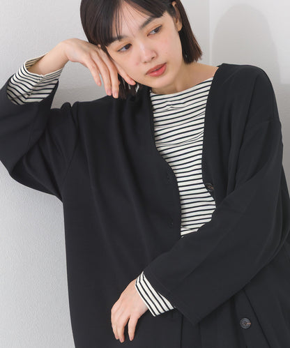 【OMNES】ソフトポンチノーカラー長袖カーディガン UVカット 花粉リリース付【261W430OMN014】