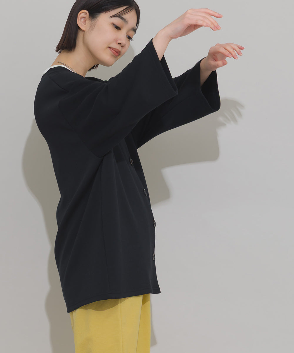 【OMNES】ソフトポンチノーカラー長袖カーディガン UVカット 花粉リリース付【261W430OMN014】