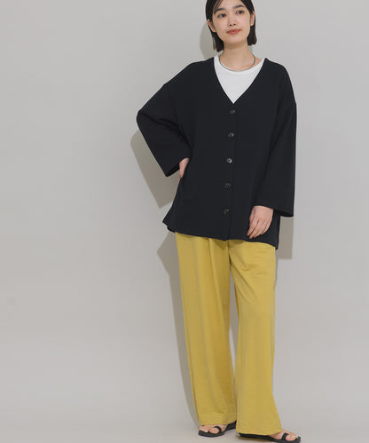 【OMNES】ソフトポンチノーカラー長袖カーディガン UVカット 花粉リリース付【261W430OMN014】