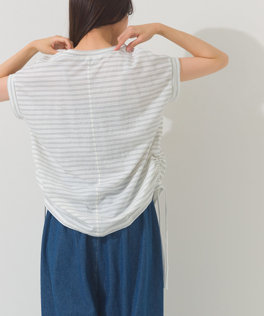 【OMNES】接触冷感 サイドギャザー半袖Tシャツ【261W430OMN020】