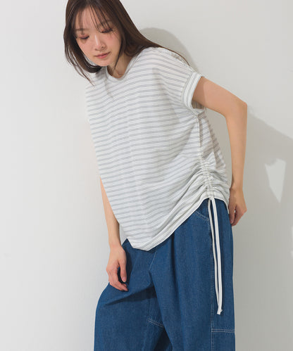 【OMNES】接触冷感 サイドギャザー半袖Tシャツ【261W430OMN020】