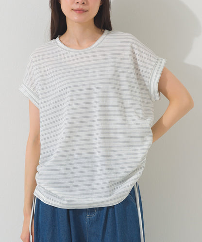 【OMNES】接触冷感 サイドギャザー半袖Tシャツ【261W430OMN020】