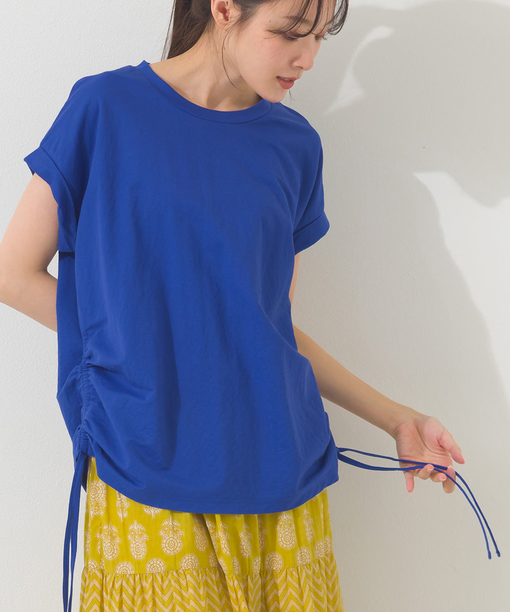 【OMNES】接触冷感 サイドギャザー半袖Tシャツ【261W430OMN020】