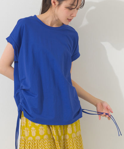 【OMNES】接触冷感 サイドギャザー半袖Tシャツ【261W430OMN020】
