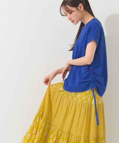 【OMNES】接触冷感 サイドギャザー半袖Tシャツ【261W430OMN020】