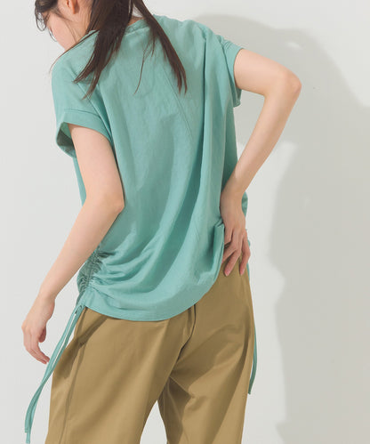 【OMNES】接触冷感 サイドギャザー半袖Tシャツ【261W430OMN020】