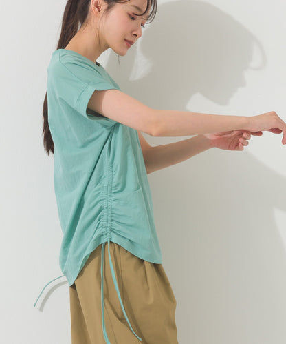 【OMNES】接触冷感 サイドギャザー半袖Tシャツ【261W430OMN020】