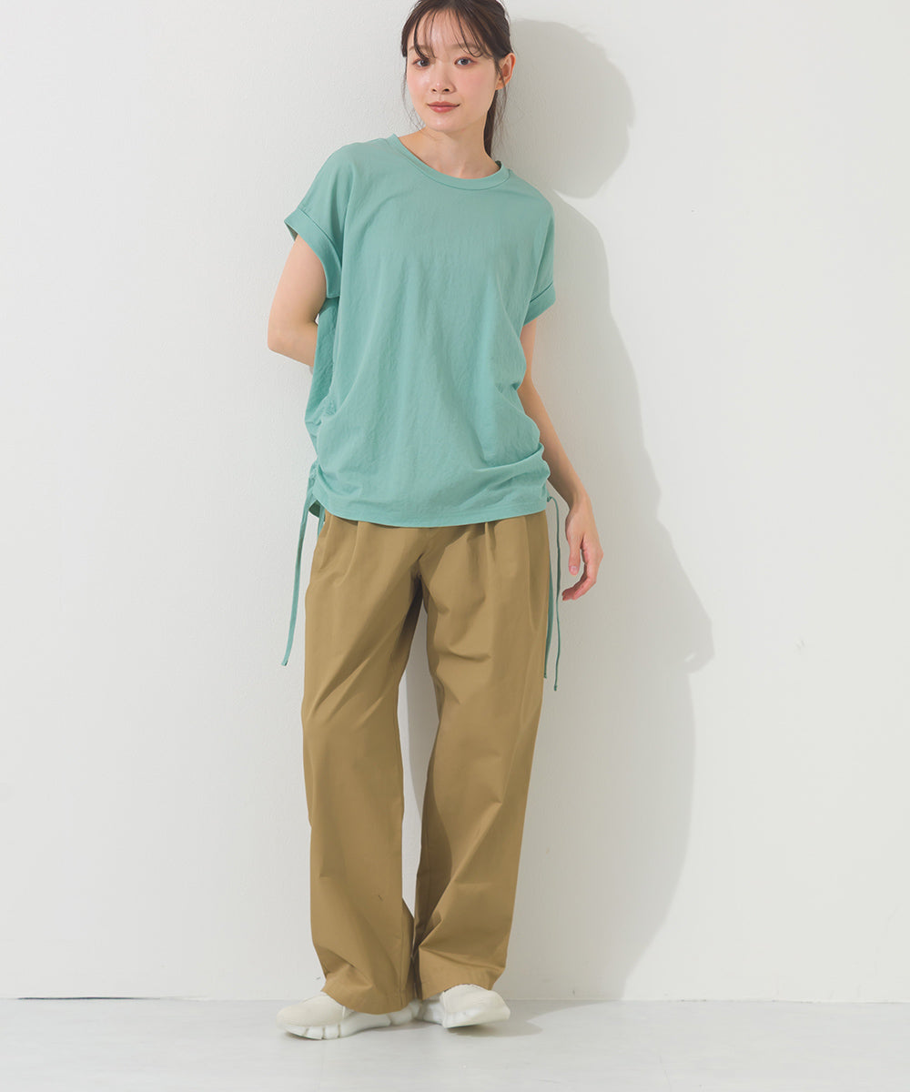 【OMNES】接触冷感 サイドギャザー半袖Tシャツ【261W430OMN020】