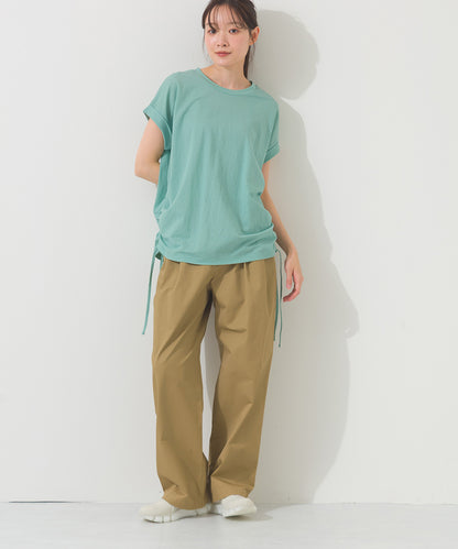 【OMNES】接触冷感 サイドギャザー半袖Tシャツ【261W430OMN020】