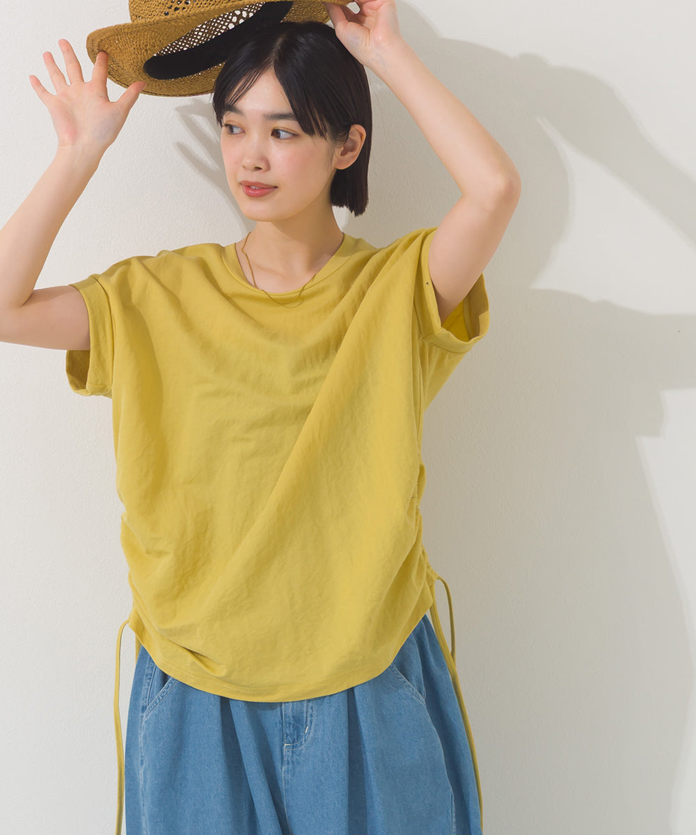 【OMNES】接触冷感 サイドギャザー半袖Tシャツ【261W430OMN020】