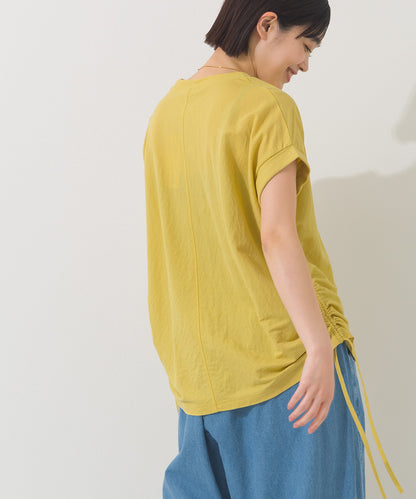 【OMNES】接触冷感 サイドギャザー半袖Tシャツ【261W430OMN020】