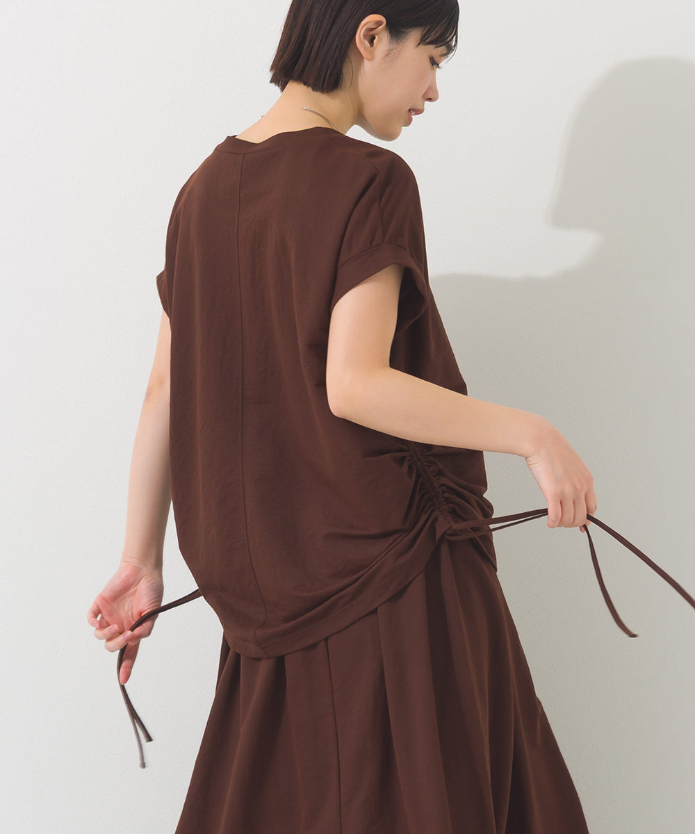 【OMNES】接触冷感 サイドギャザー半袖Tシャツ【261W430OMN020】