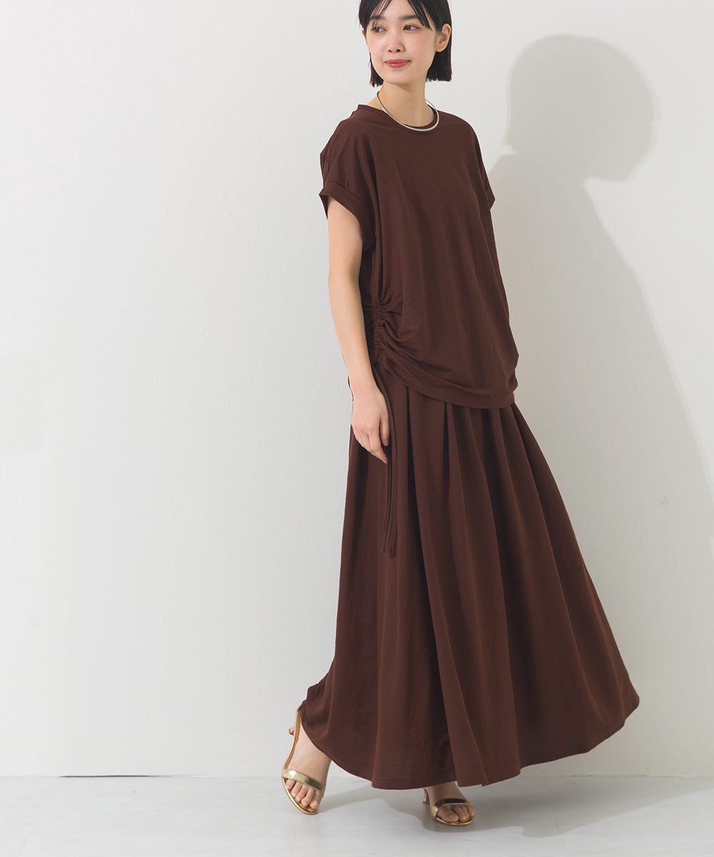 【OMNES】接触冷感 サイドギャザー半袖Tシャツ【261W430OMN020】