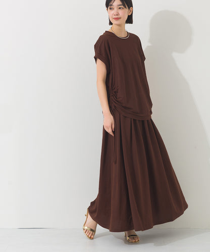 【OMNES】接触冷感 サイドギャザー半袖Tシャツ【261W430OMN020】