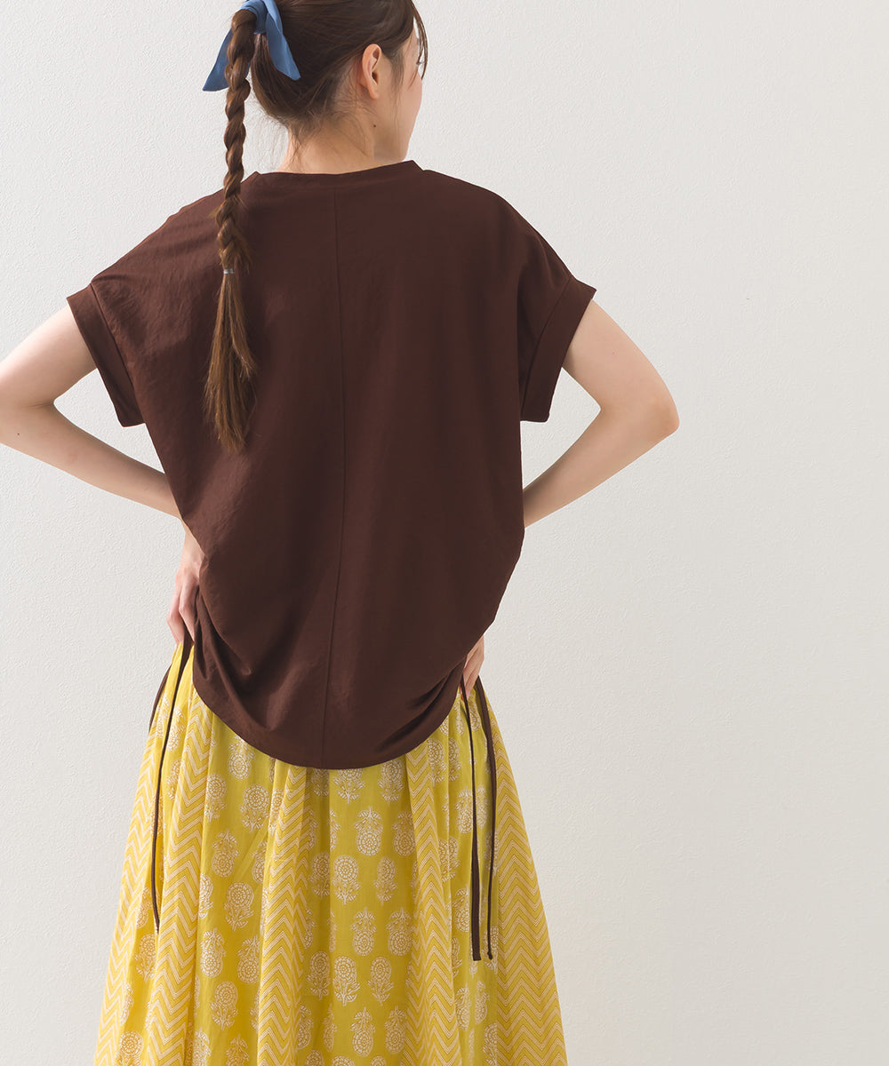 【OMNES】接触冷感 サイドギャザー半袖Tシャツ【261W430OMN020】