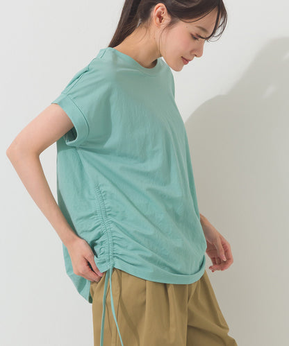 【OMNES】接触冷感 サイドギャザー半袖Tシャツ【261W430OMN020】
