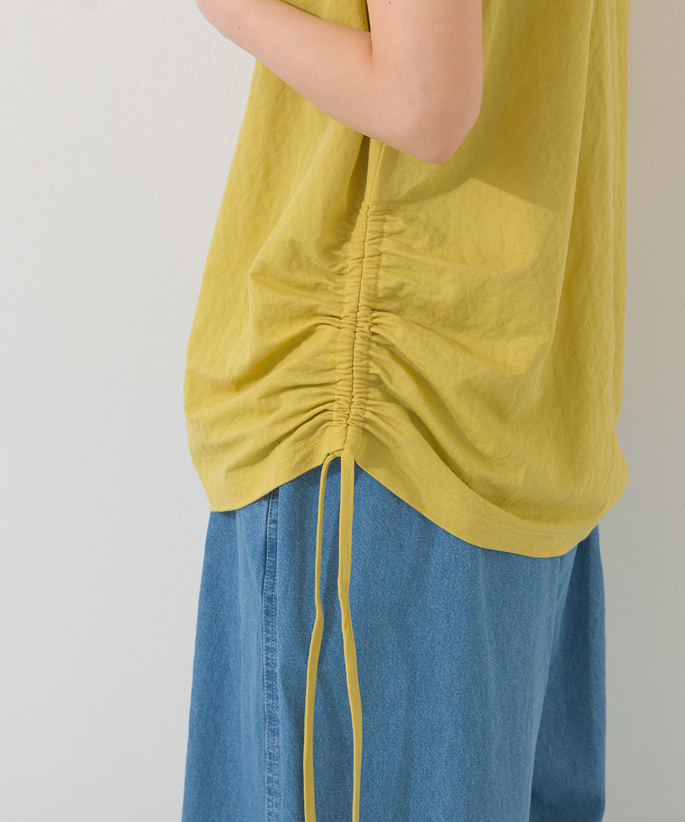 【OMNES】接触冷感 サイドギャザー半袖Tシャツ【261W430OMN020】