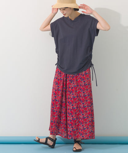 【OMNES】接触冷感 サイドギャザー半袖Tシャツ【261W430OMN020】