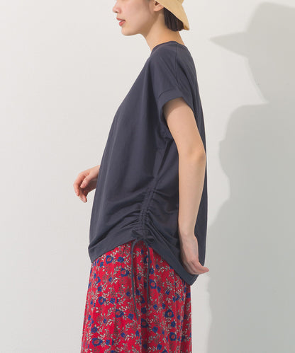 【OMNES】接触冷感 サイドギャザー半袖Tシャツ【261W430OMN020】