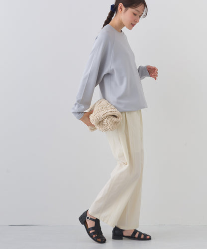 【OMNES】ソフトポンチロゴプリント裾ドローコード 長袖Tシャツ UVカット 花粉リリース付【261W430OMN023】