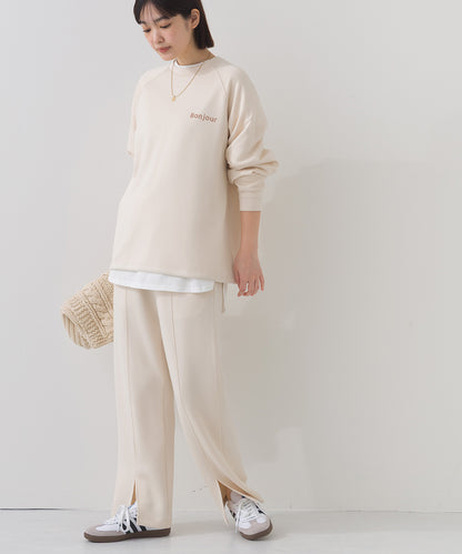 【OMNES】ソフトポンチロゴプリント裾ドローコード 長袖Tシャツ UVカット 花粉リリース付【261W430OMN023】