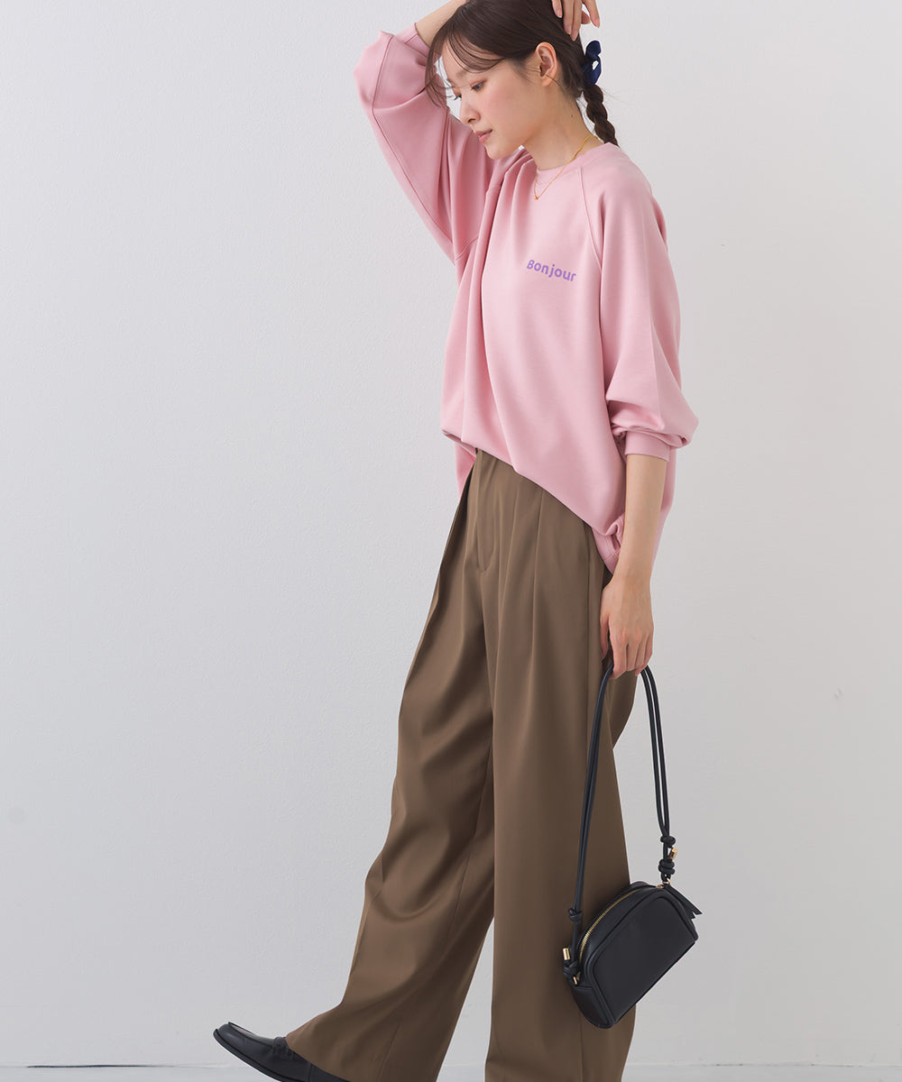 【OMNES】ソフトポンチロゴプリント裾ドローコード 長袖Tシャツ UVカット 花粉リリース付【261W430OMN023】