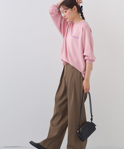 【OMNES】ソフトポンチロゴプリント裾ドローコード 長袖Tシャツ UVカット 花粉リリース付【261W430OMN023】