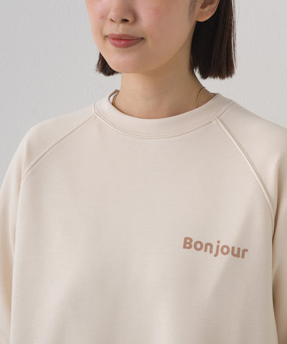 【OMNES】ソフトポンチロゴプリント裾ドローコード 長袖Tシャツ UVカット 花粉リリース付【261W430OMN023】