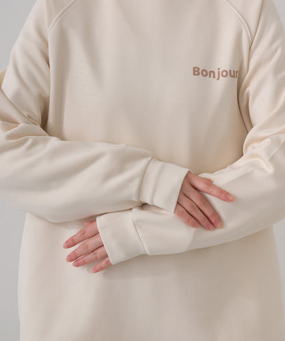 【OMNES】ソフトポンチロゴプリント裾ドローコード 長袖Tシャツ UVカット 花粉リリース付【261W430OMN023】