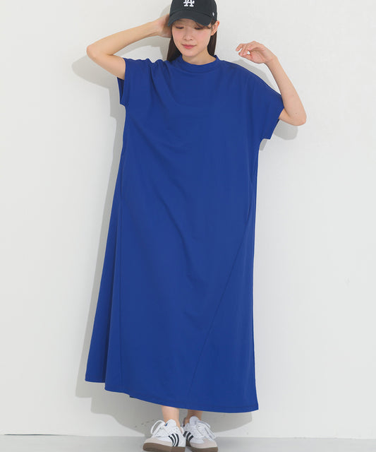 【OMNES】接触冷感 ボトルネック 後ろボタンフレアワンピース【261W434OMN025】