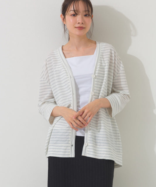 【OMNES】接触冷感 Vネック長袖カーディガン【261W436OMN030】
