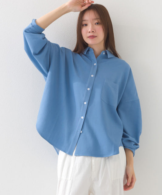 【OMNES】デニムライク オーバサイズレギュラーカラー長袖シャツ 花粉リリース付【261W435OMN031】