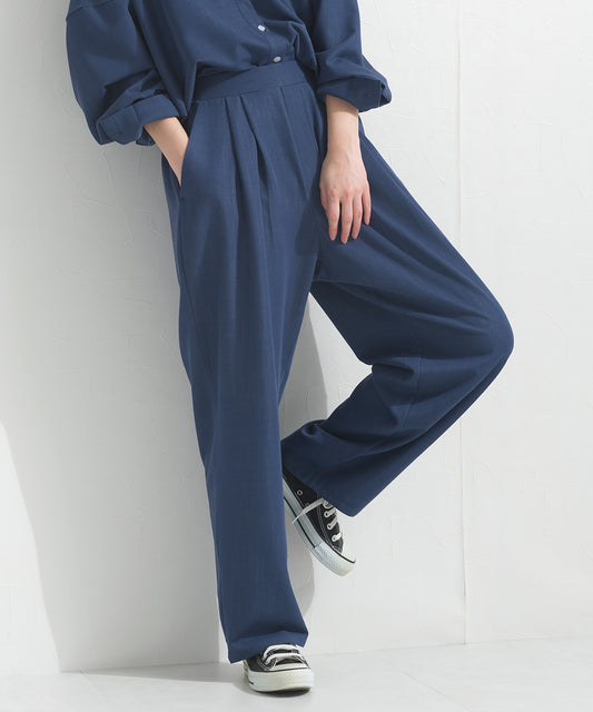 【OMNES】デニムライク２タックテーパードパンツ 花粉リリース付【261W432OMN033】