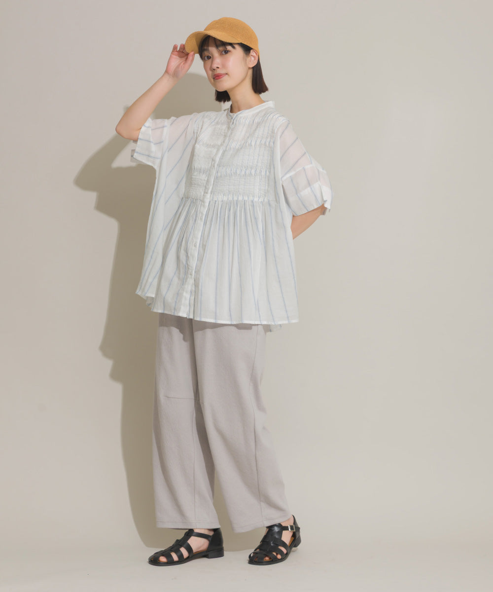 【OMNES】DISCUS別注 カット楊柳ワイドパンツ【261W432DIS258】
