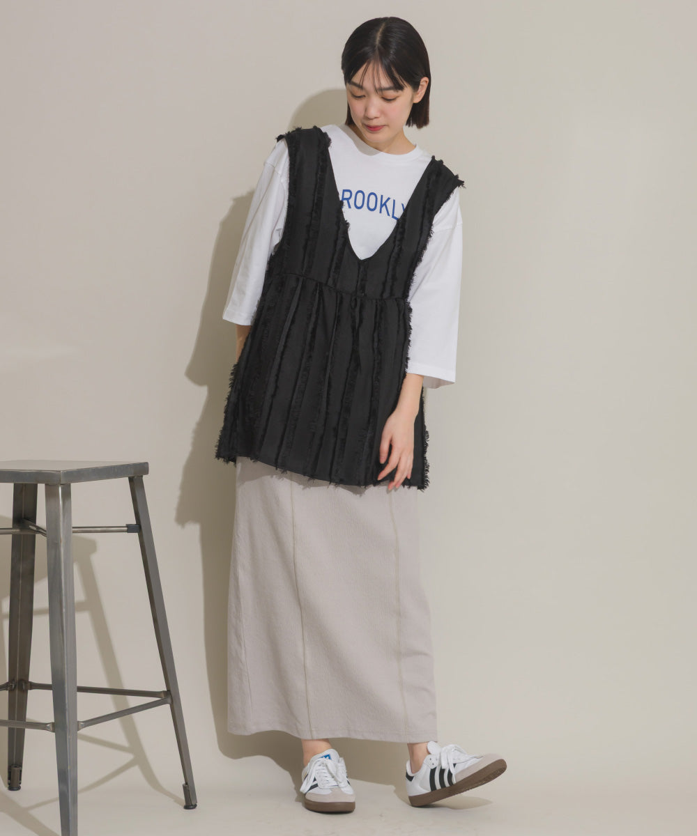【OMNES】DISCUS別注 カット楊柳ロングスカート【261W433DIS259】