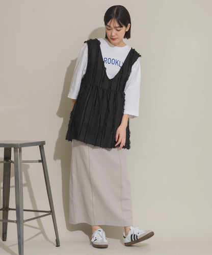 【OMNES】DISCUS別注 カット楊柳ロングスカート【261W433DIS259】