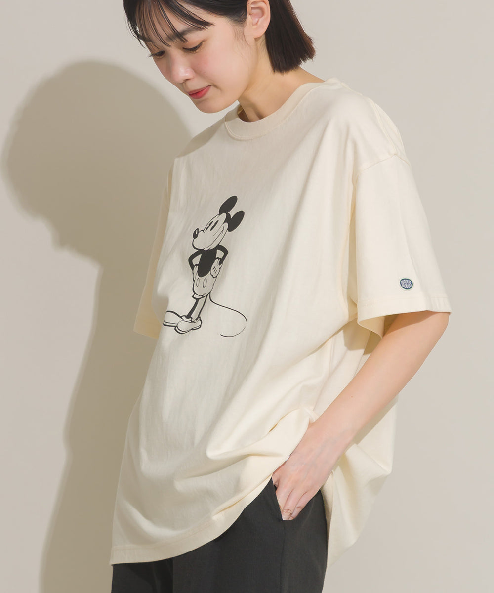 【DISCUS】Disney Tシャツ オーバーサイズミッキープリント半袖Tシャツ①【261W430DIS262】