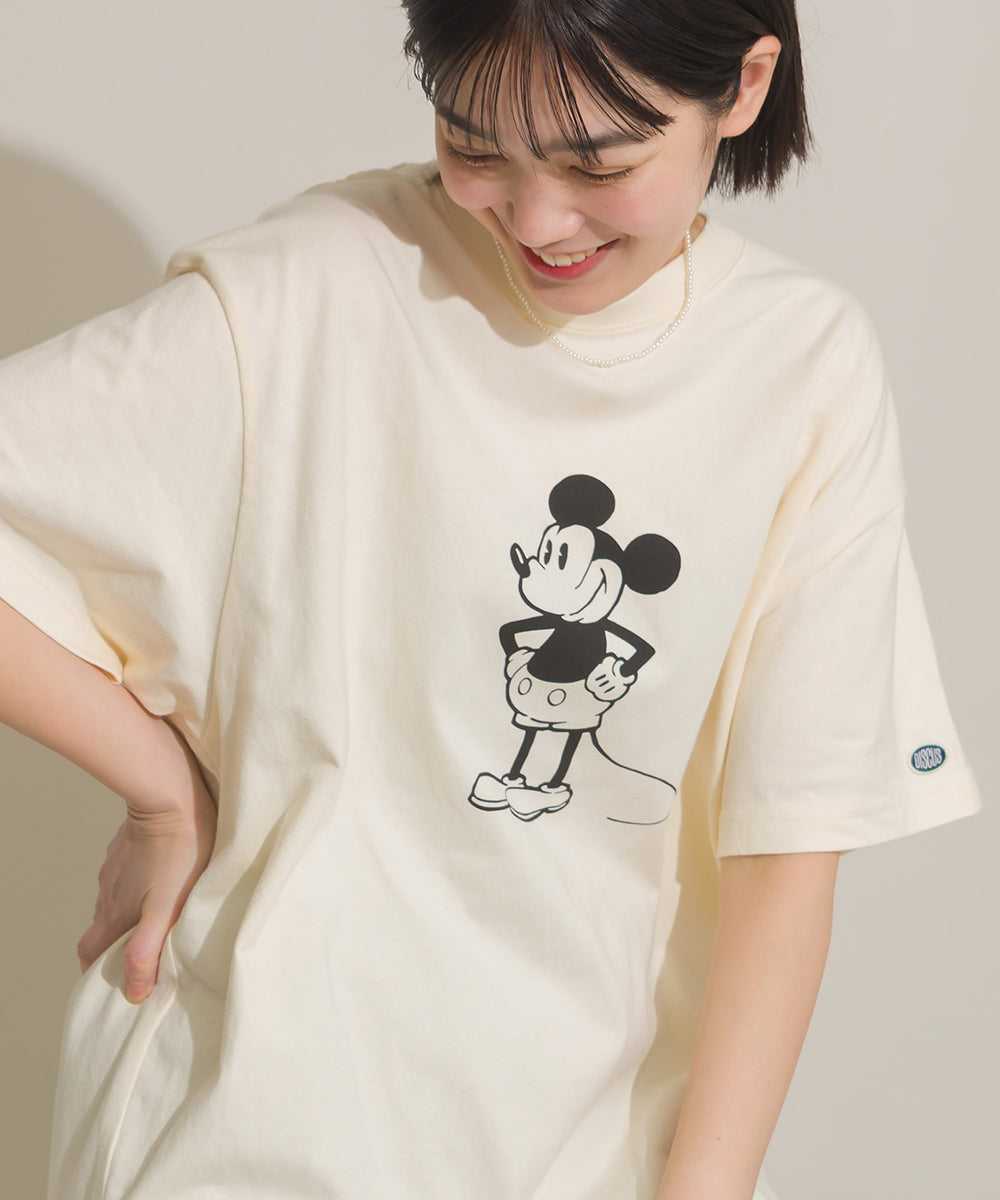 【DISCUS】Disney Tシャツ オーバーサイズミッキープリント半袖Tシャツ①【261W430DIS262】