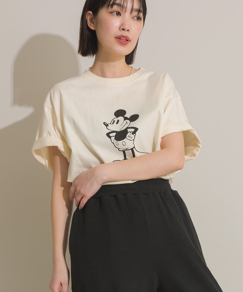 【DISCUS】Disney Tシャツ オーバーサイズミッキープリント半袖Tシャツ①【261W430DIS262】