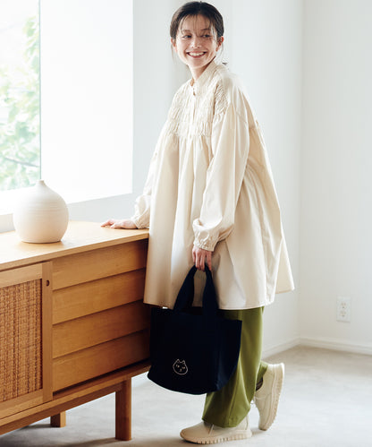 【OMNES】ポプリンフロントシャーリング プルオーバー チュニック 長袖シャツブラウス【253W435OMN104】