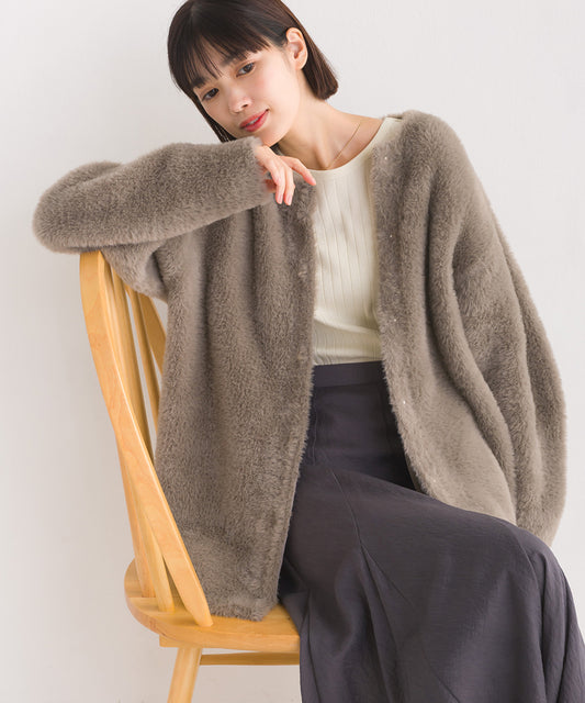 【OMNES Supremo】フェザーヤーンダブルフェイスニットカーディガン【3324-6150】