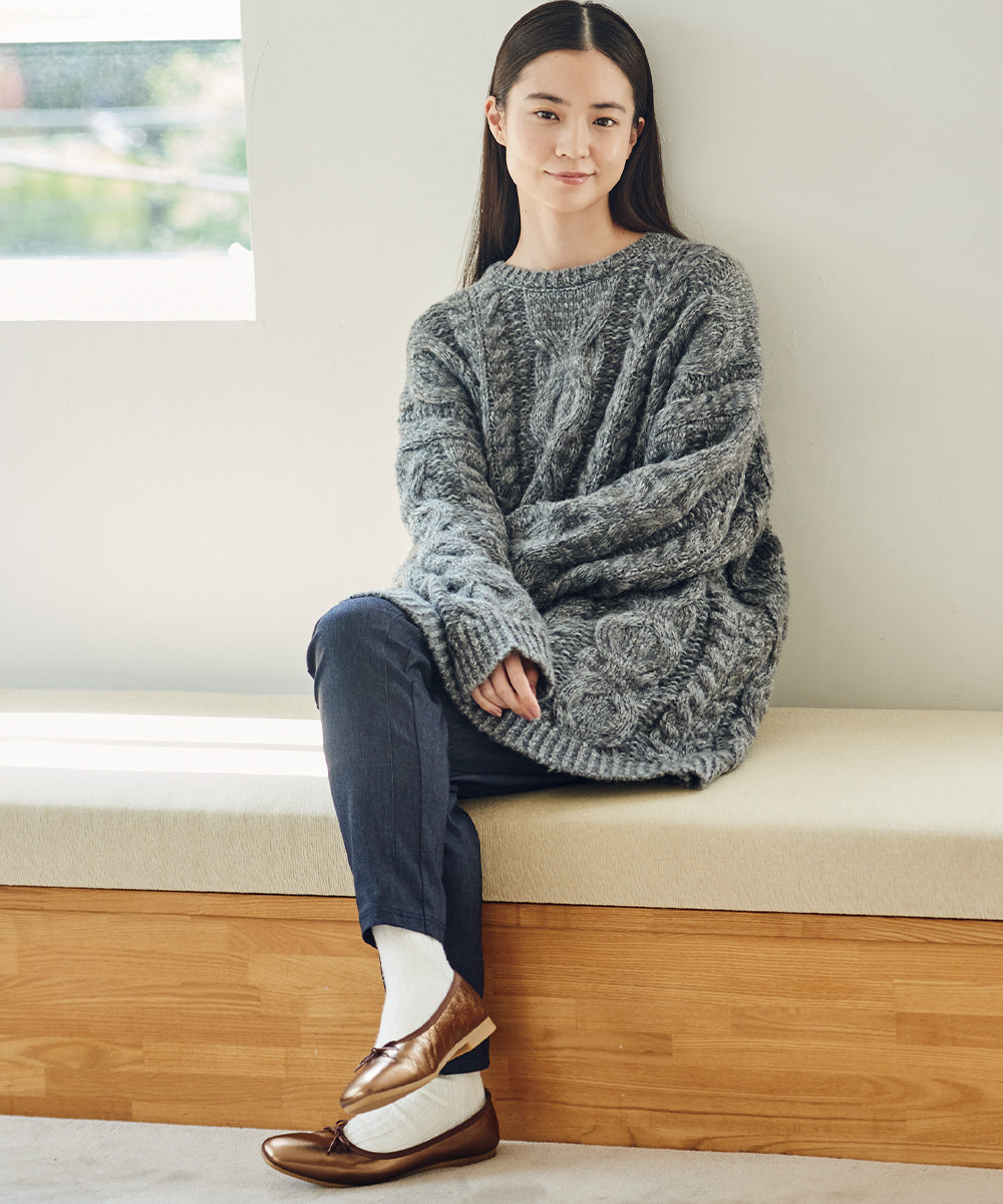 【OMNES】ローゲージアラン編オーバーシルエットニットプルオーバー【253W427OMN059】