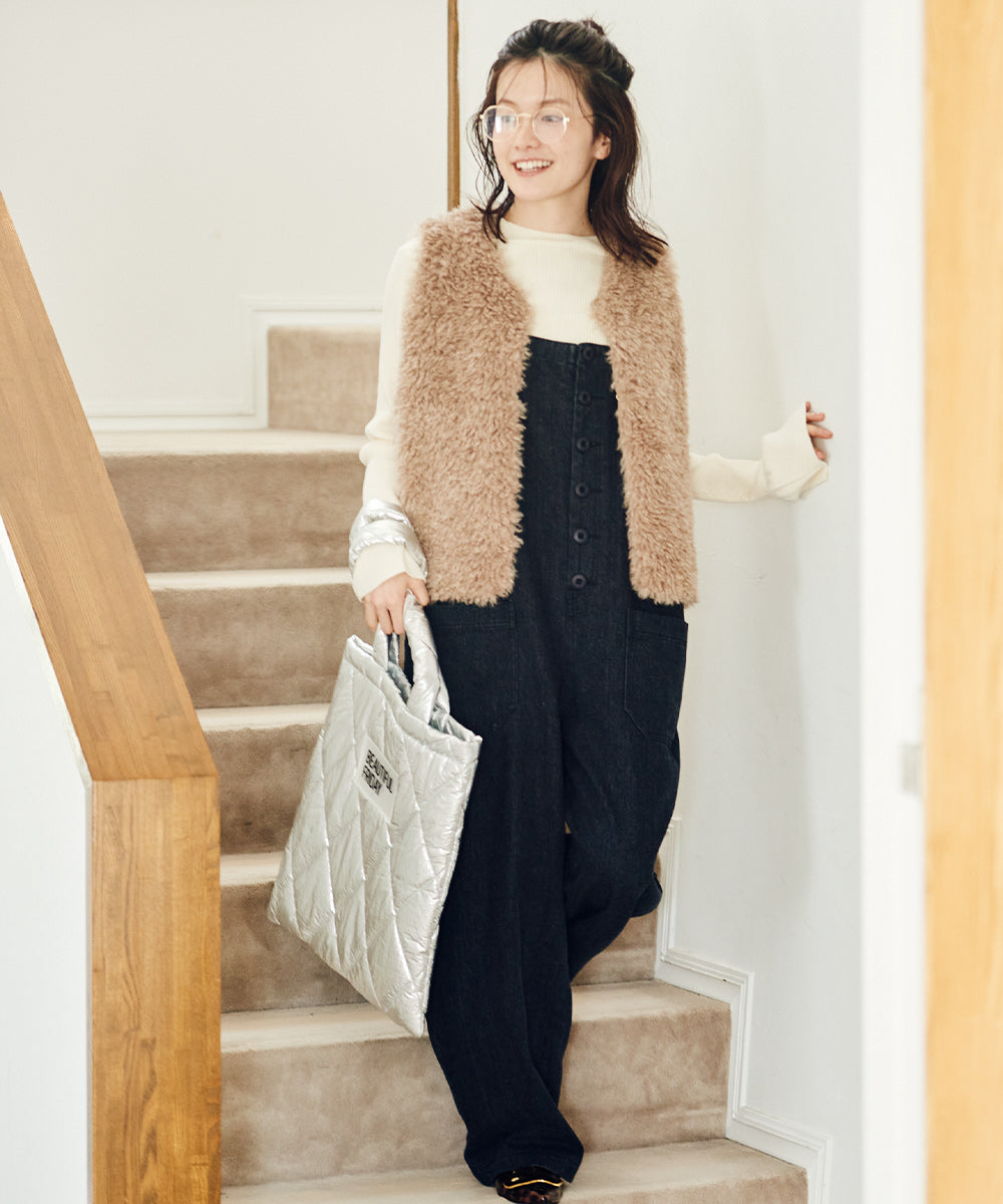 【OMNES】ノーカラープードルファージレベスト【253W436OMN090】