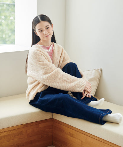 【OMNES】ローゲージジャガードドロップショルダーボレロニットカーディガン【253W427OMN060】