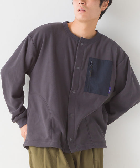 【OMNES PURPLE LABEL】メンズ ふわ軽静電気防止 マイクロフリースカーディガン長袖【6123-5439】