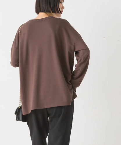 【OMNES PURPLE LABEL】+3℃蓄熱ストレッチ長袖スリットTシャツ【6123-5443】